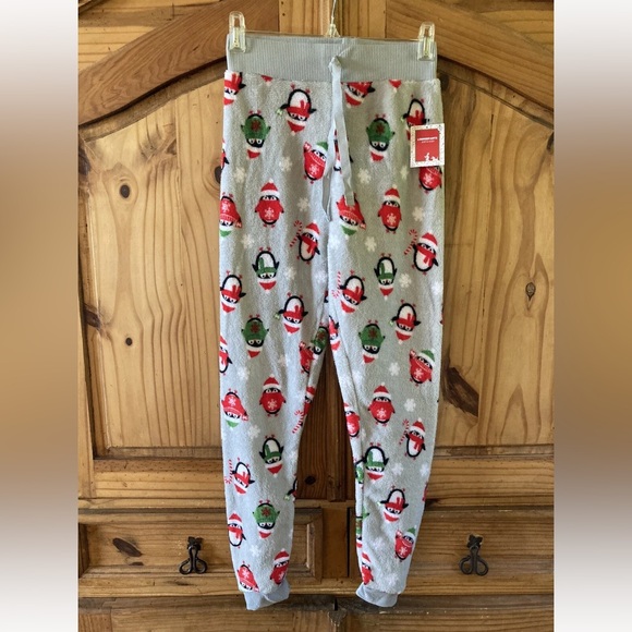 unbranded Other - Women Penguin gray red green fleece pajama lounge pants size XS - NWT